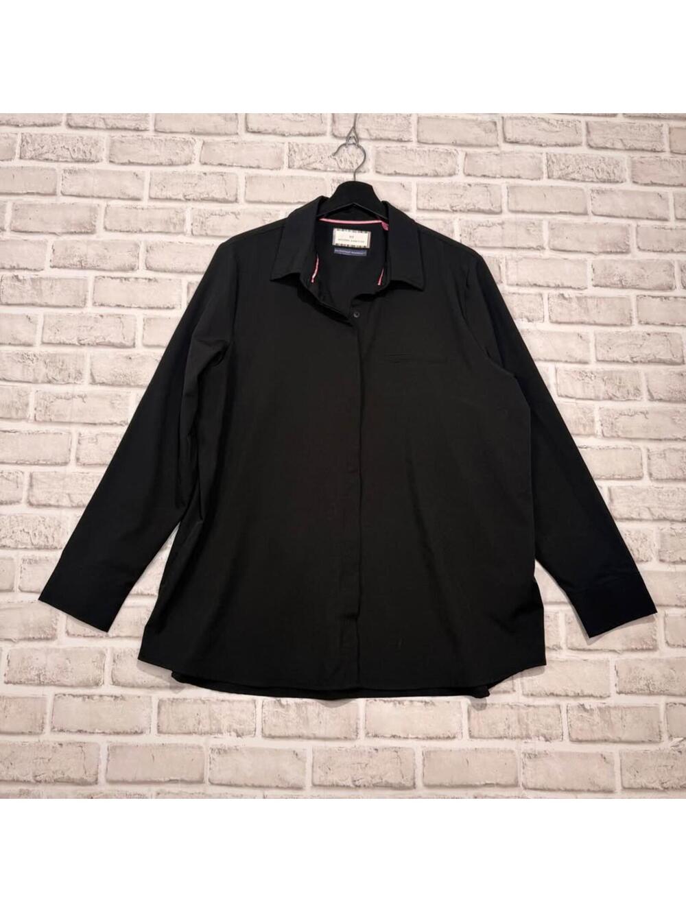 Modern Ambition Delightfully Technical Button Down Shirt Black Women's L